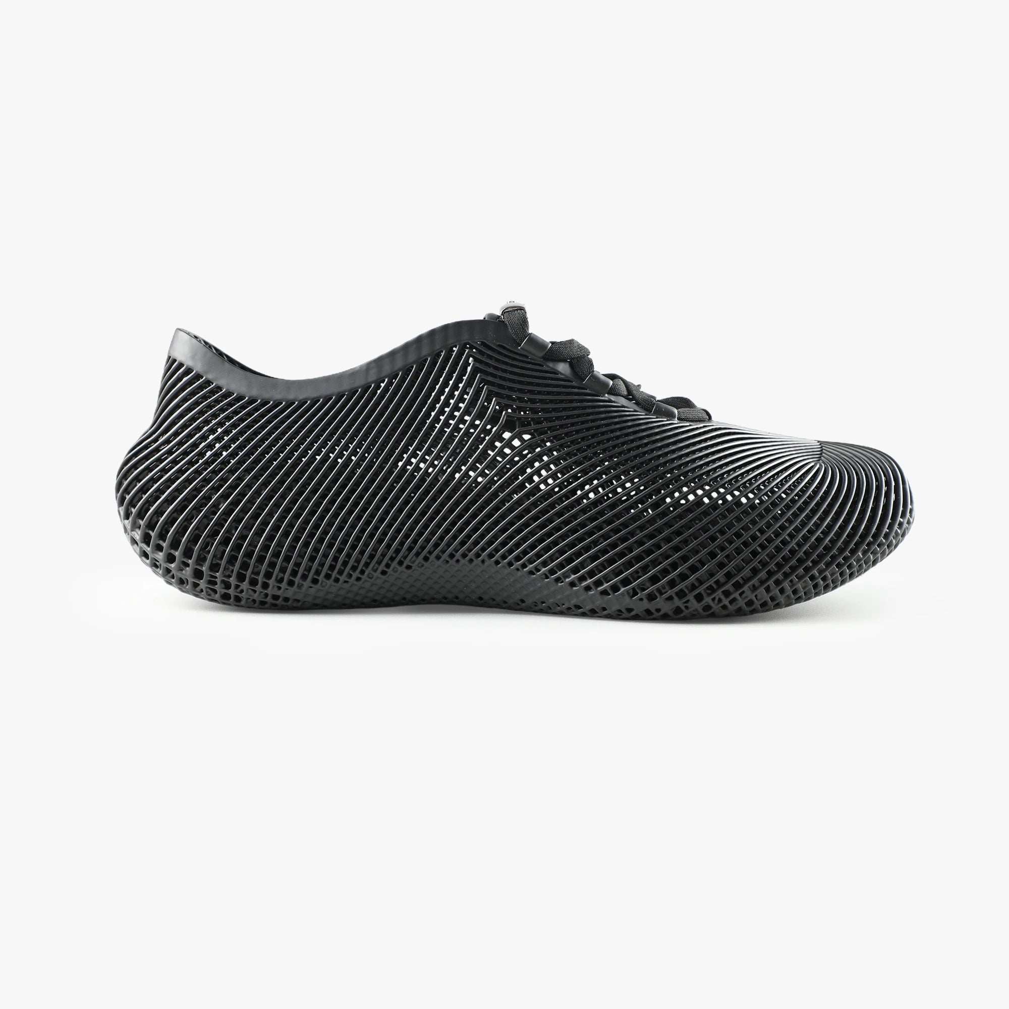 Black 3D printed sneakers flexible sole
