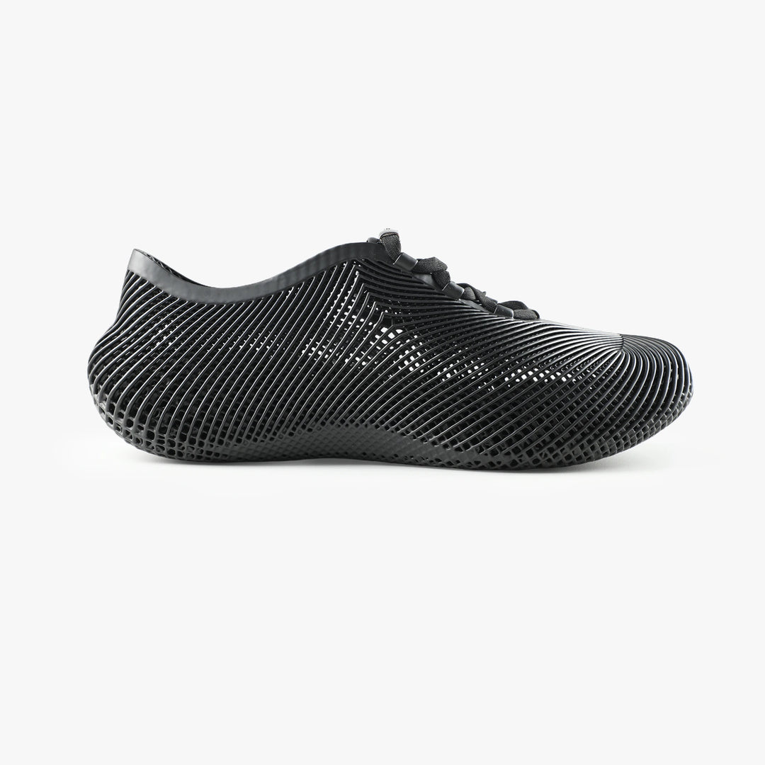 Black 3D printed sneakers flexible sole