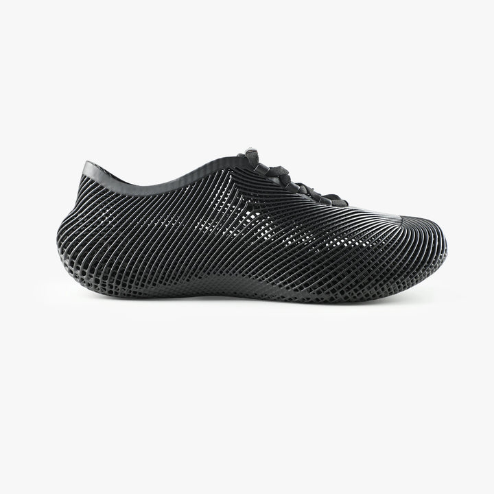 Black 3D printed sneakers flexible sole