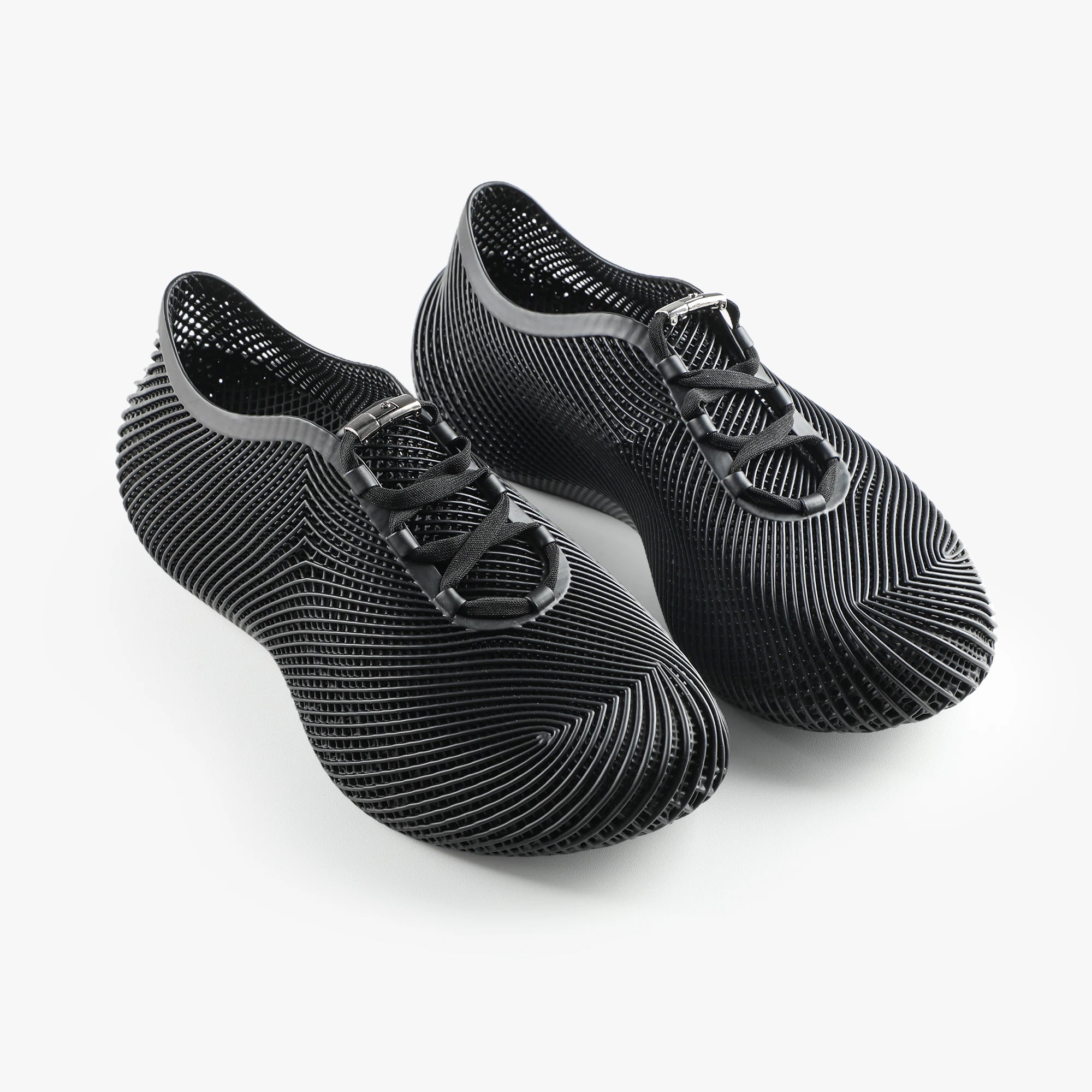 Black 3D printed sneakers modern slip-on style