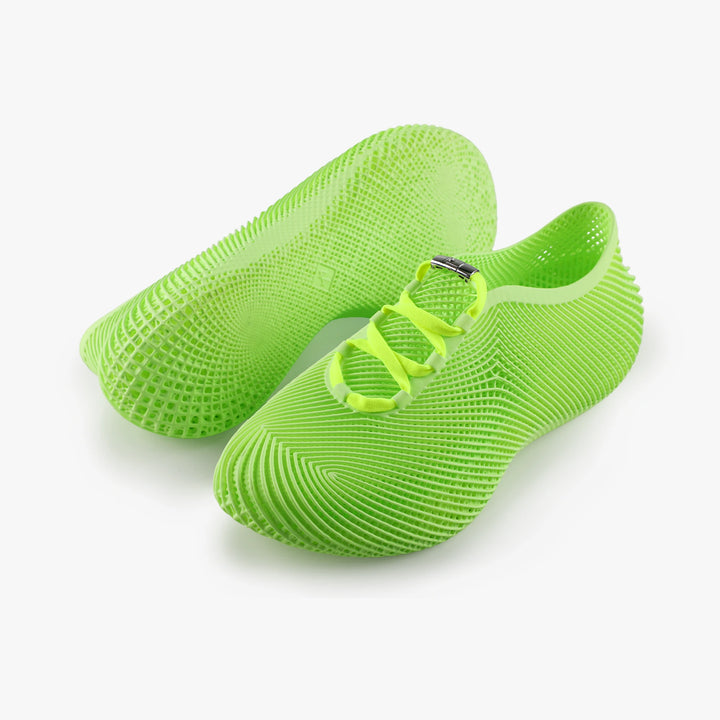 Bright green 3D printed sneakers dynamic airflow design