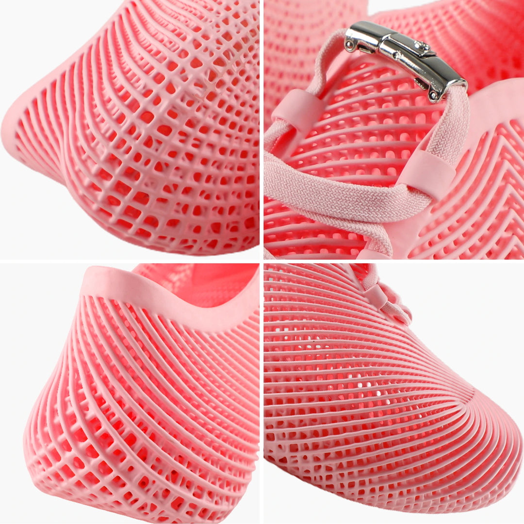 Close-up sole of pink 3D printed sneakers