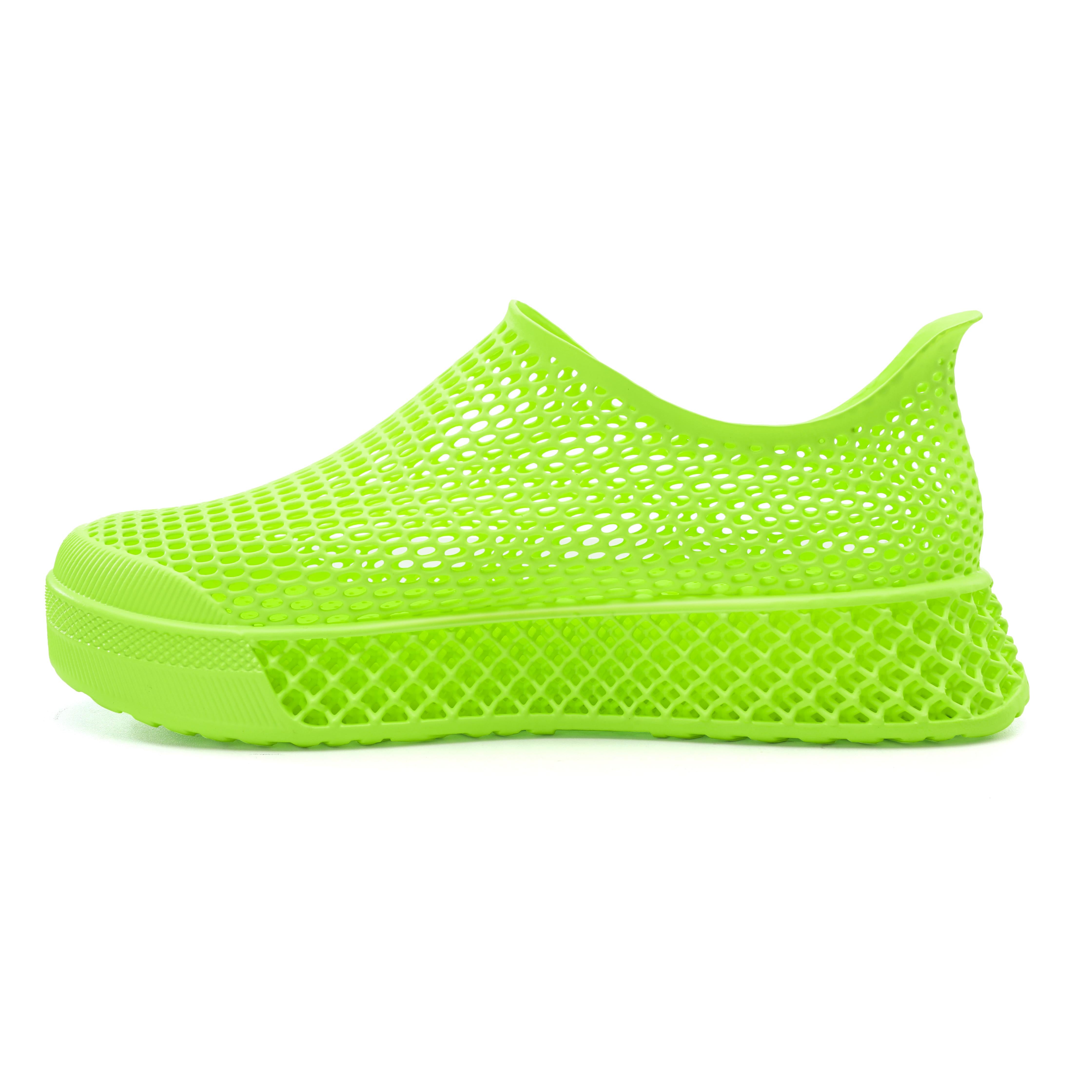 Bright Green 3d printed sneakers designed with an all-over hollow structure