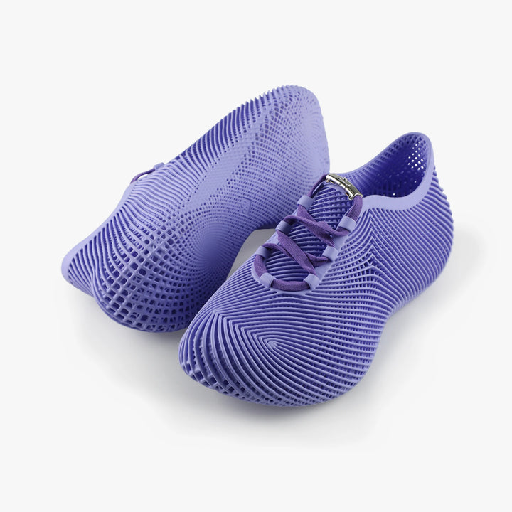 Purple 3D printed shoes comfortable modern casual wear