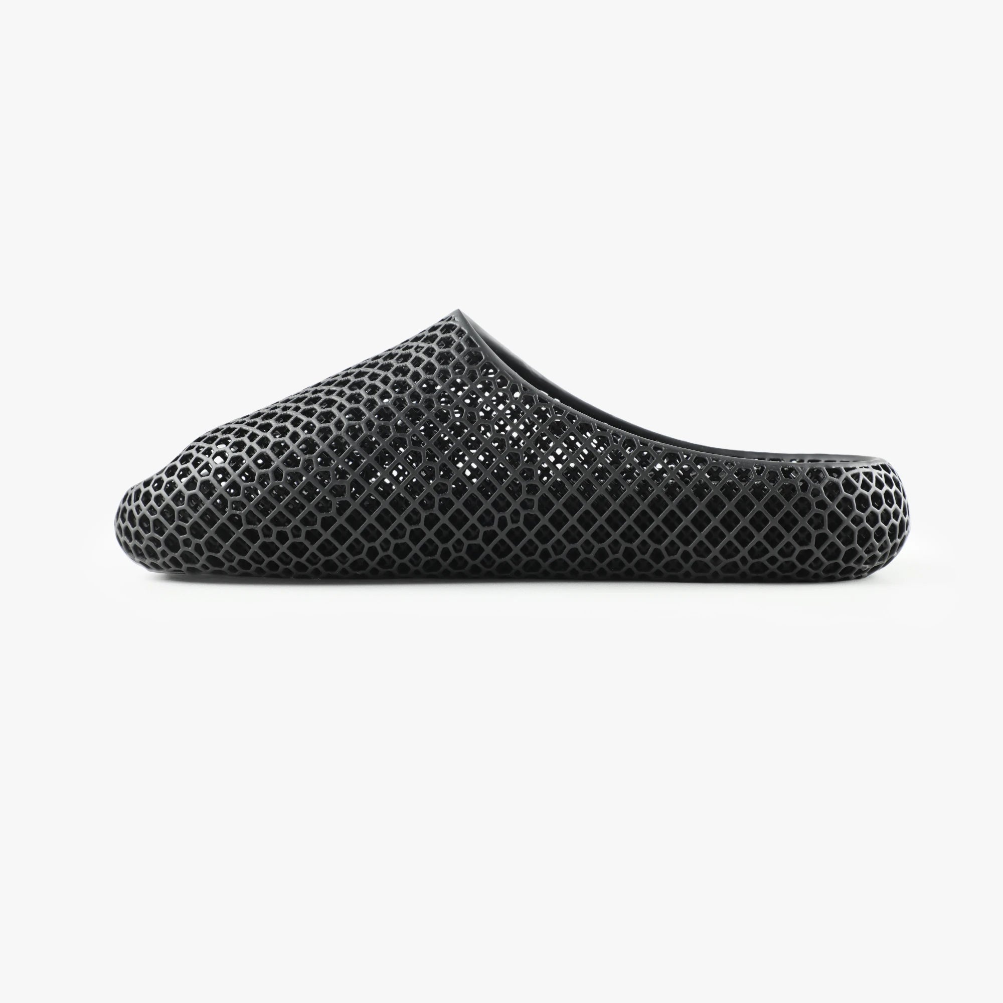 Side view 3D printed slippers breathable lattice design