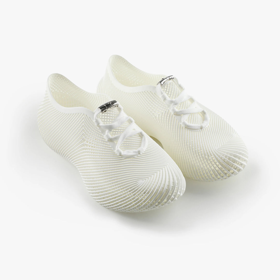 White 3D printed shoes minimal lightweight comfort