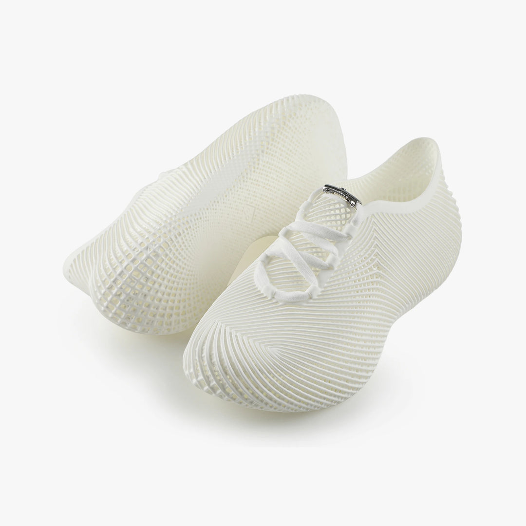 White 3D printed sneakers sporty breathable mesh