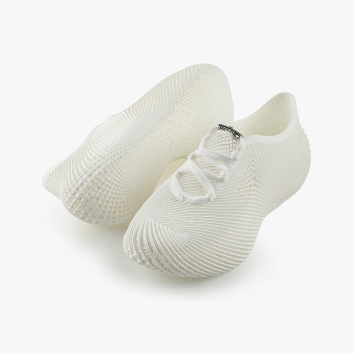 White 3D printed sneakers sporty breathable mesh