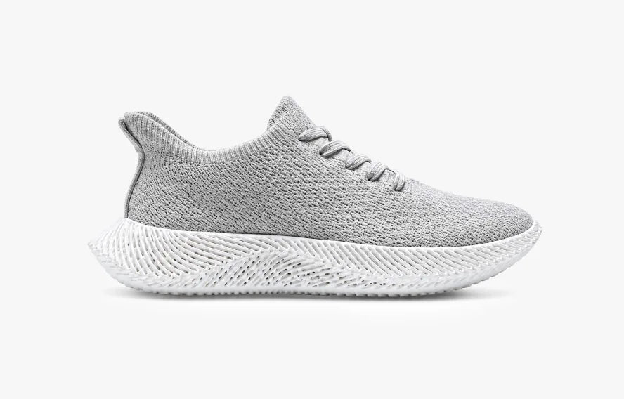Braidge 3D printed sneaker in gray, side view